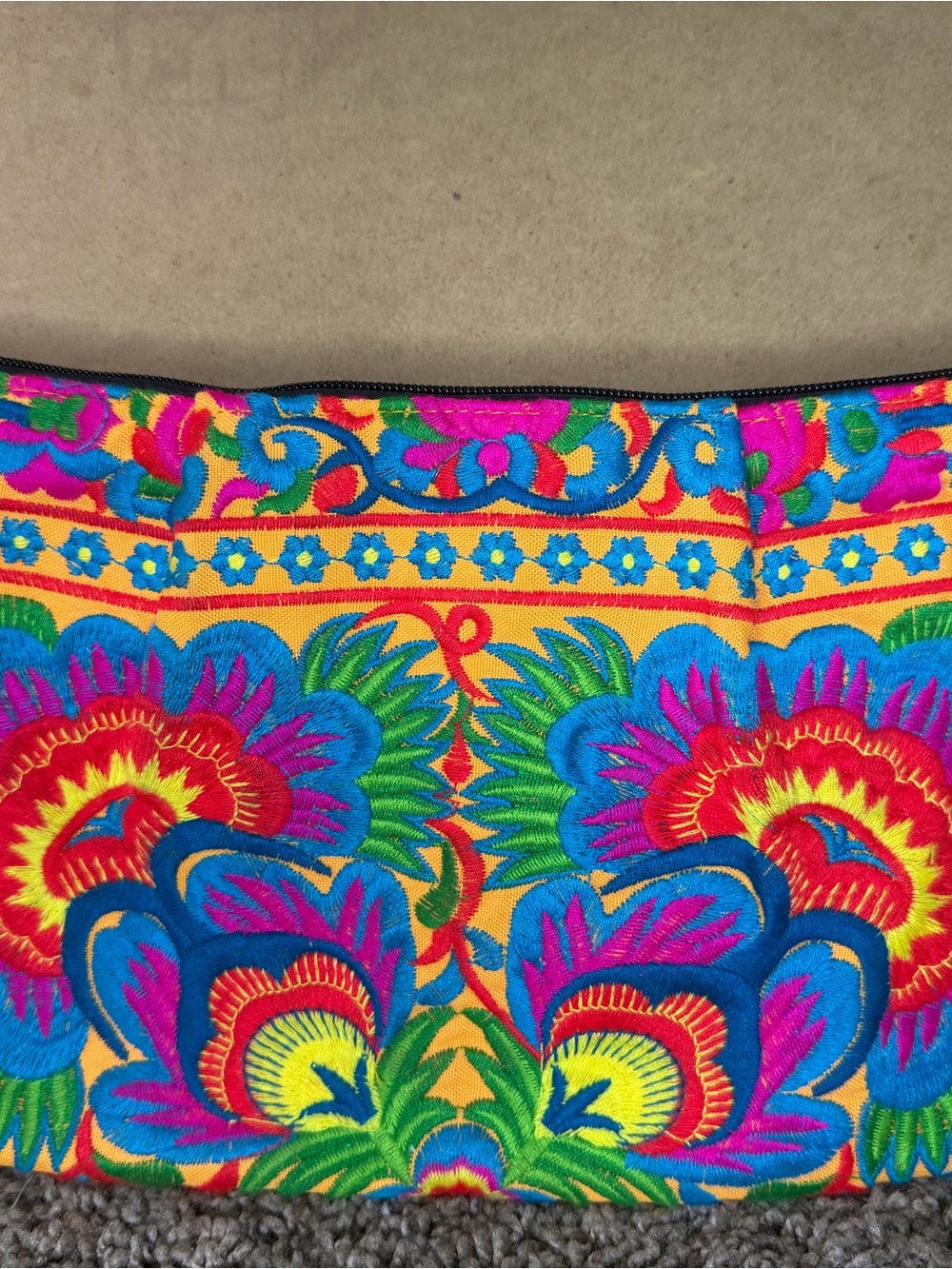 Vibrant Embroidered Floral Clutch in Bright Multicolor